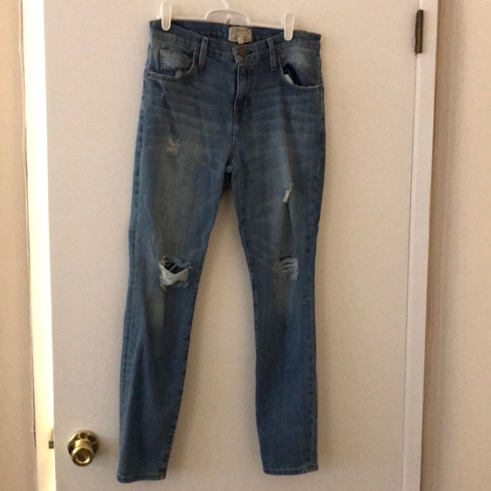 Current/ Elliott Boyfriend style jeans w/ rips